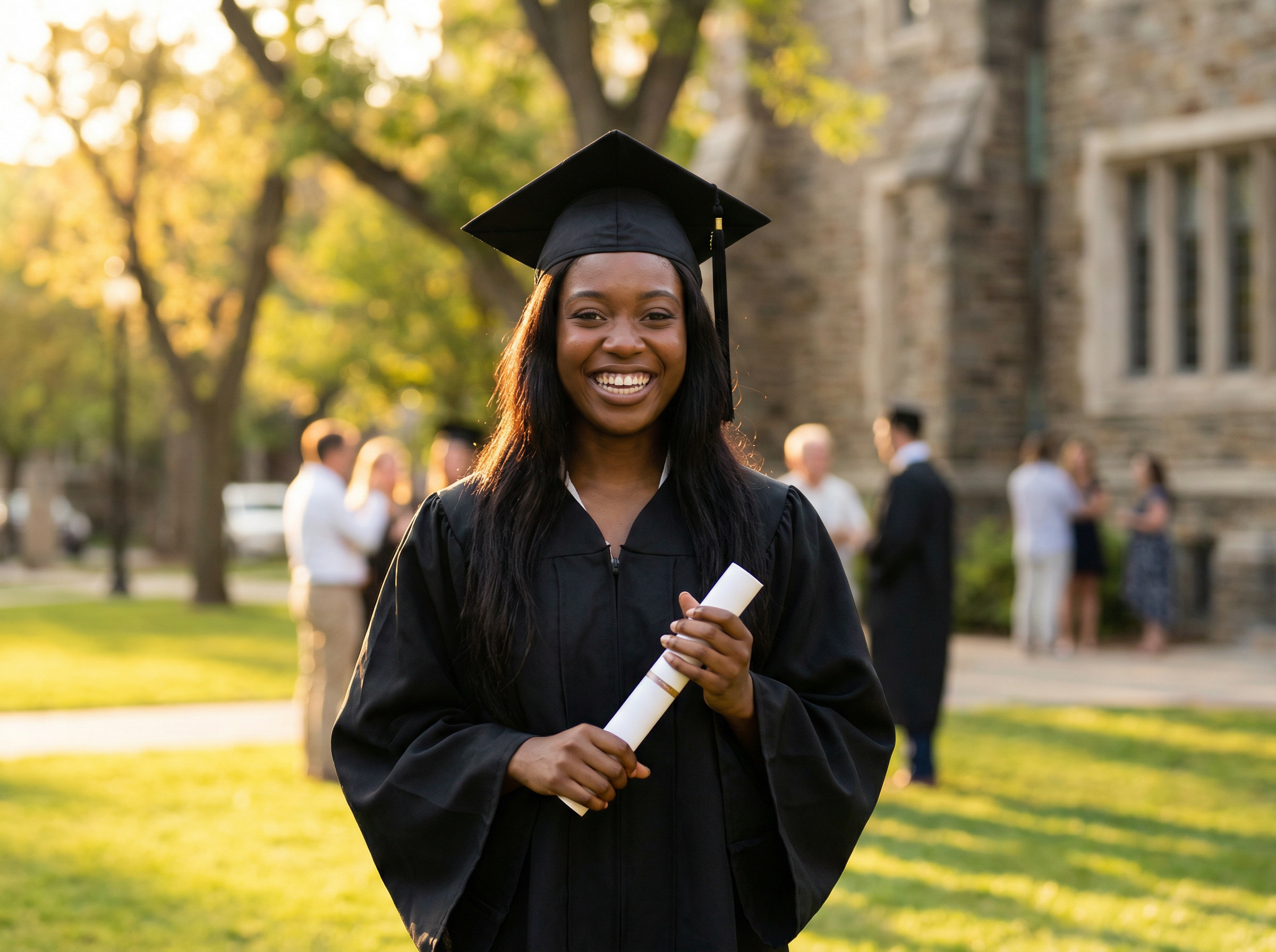 Student graduating with diploma